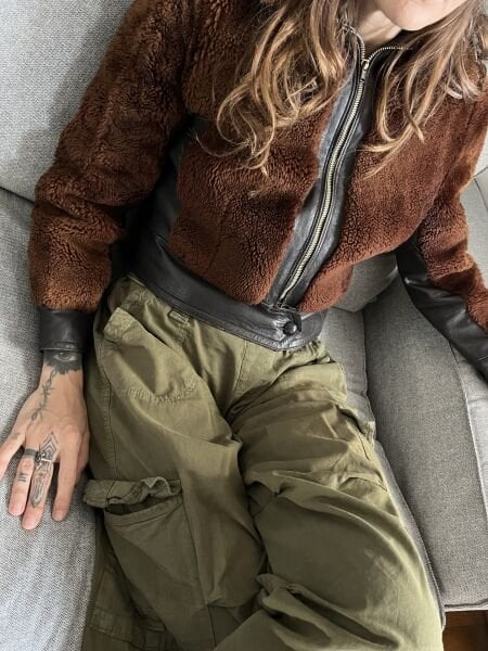 TEDDY DERİ DETAYLI MONT